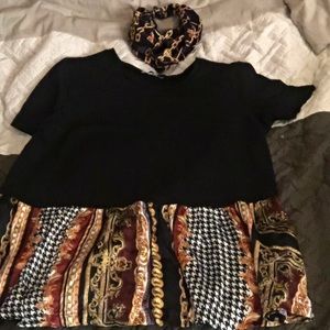 God n black chain babydoll shirt with head band